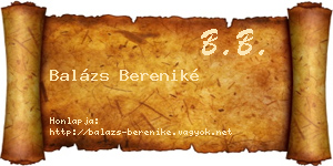 Balázs Bereniké névjegykártya